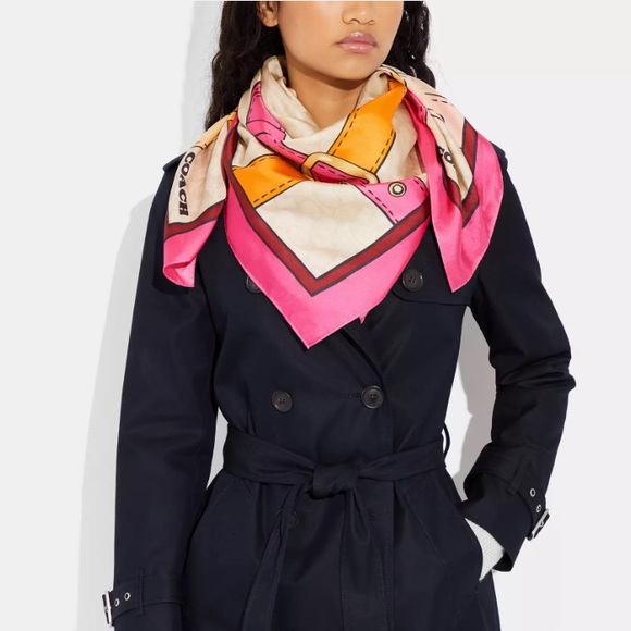 Coach Signature Trompe L’oeil Print Silk Scarf - Picture 3 of 3